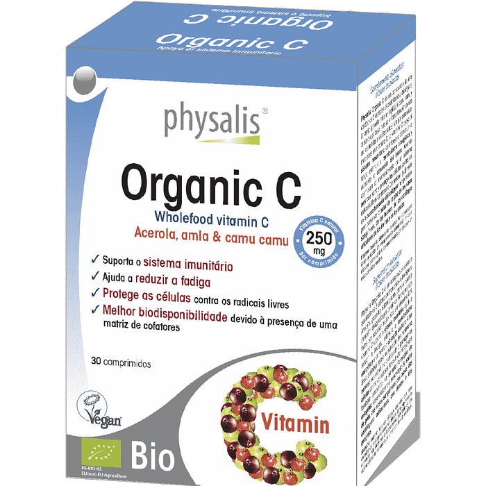 Organic C, suplemento alimentar, com ingredientes biológicos, vegan