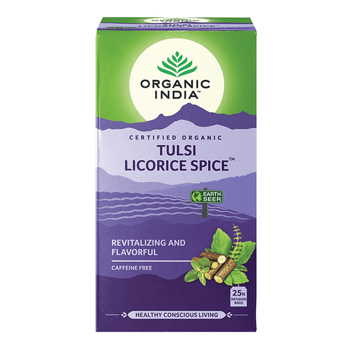 Tulsi Licorice Spice, com ingredientes biológicos