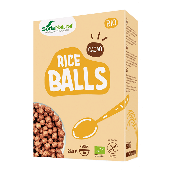 Rice Balls Cacau, ingredientes biológicos, sem glúten, vegan
