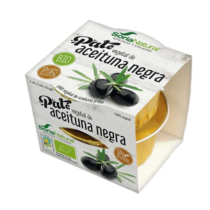 Patê Vegetal de Azeitona Preta, com ingredientes biológicos, sem glúten