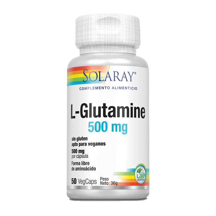 L-Glutamine 500 mg, suplemento alimentar vegan