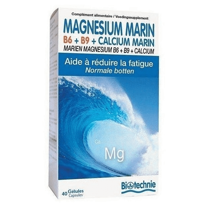 Magnésio Marinho + Vitamina B6 + Vitamina B9, suplemento alimentar