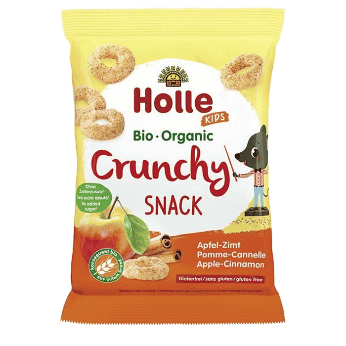 Snack Crunchy Maçã e Canela, com ingredientes biológicos, sem glúten, vegan e vegetariano