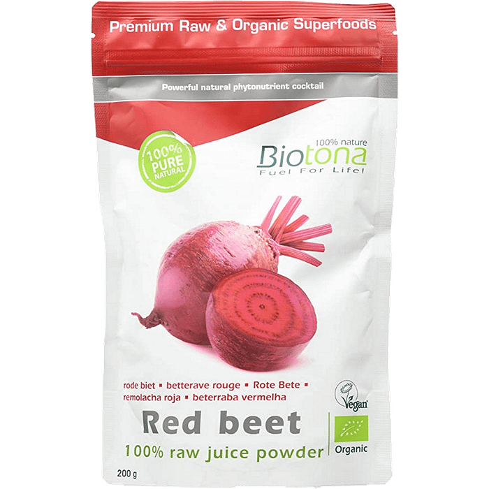 Red Beet Raw Powder, proveniente de agricultura biológica, alimentação vegan