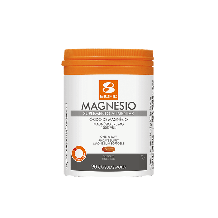 Magnésio 375, suplemento alimentar sem açúcar, sem glúten e sem lactose