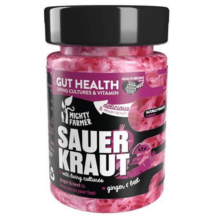 Sauerkraut Gengibre e Beterraba, sem glúten, alimentação vegan