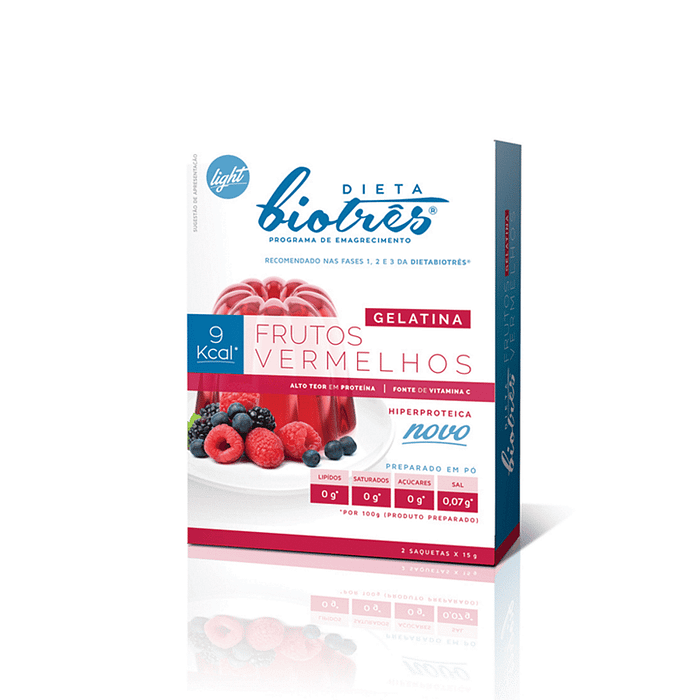 Gelatina Light Frutos Vermelhos, preparado em pó