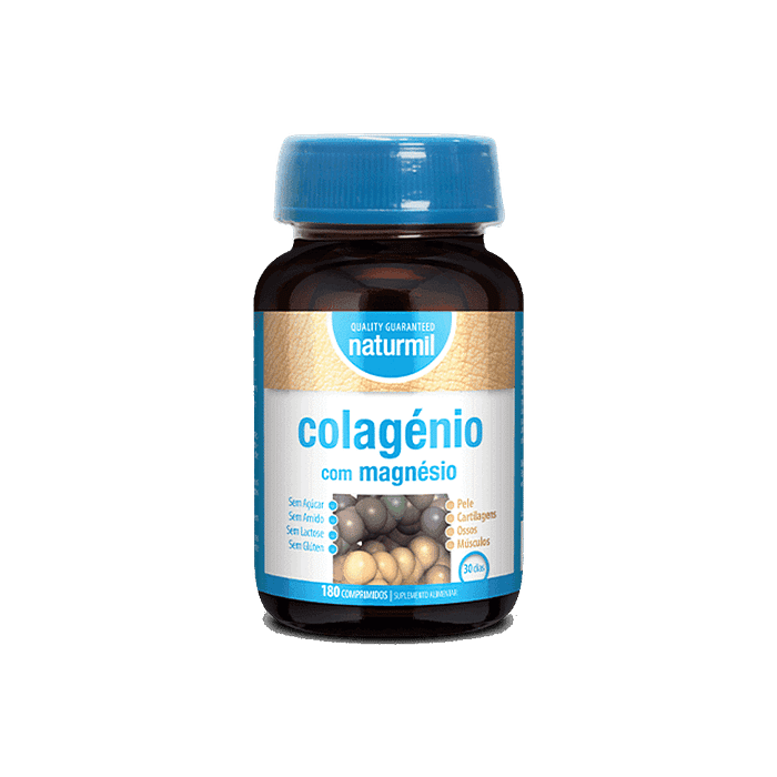 Colagénio com Magnésio, suplemento alimentar sem açúcar, sem glúten, sem lactose