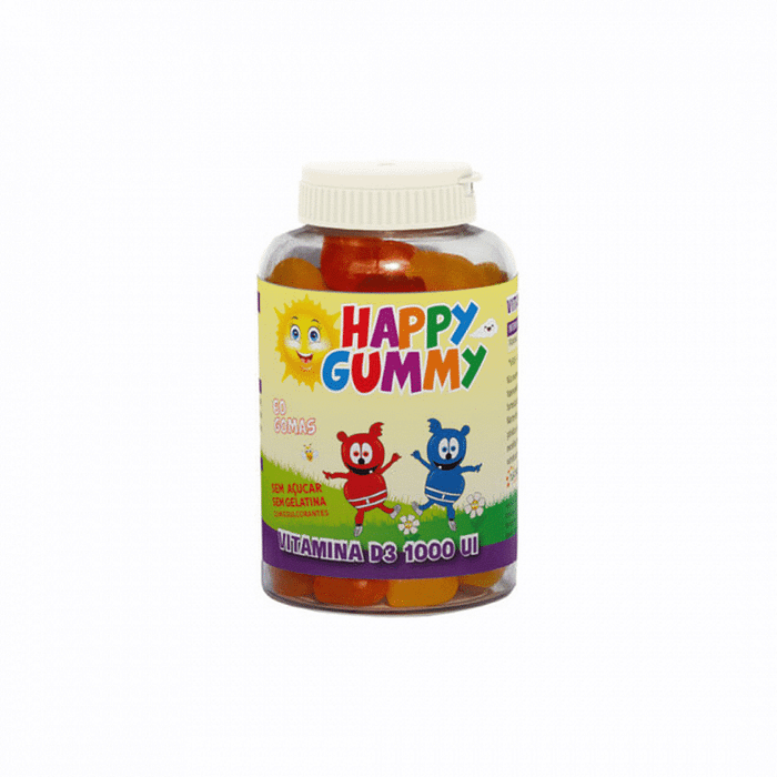Happy Gummy Vitamina D3 1000UI Sem Açúcar, adequado a vegans