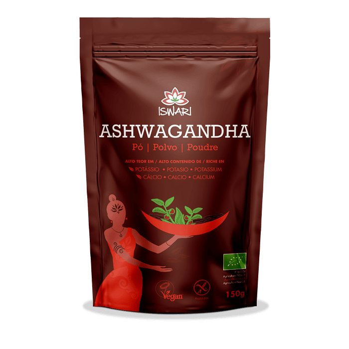 Ashwagandha em Pó, de origem biológica, sem glúten e adequada a vegans