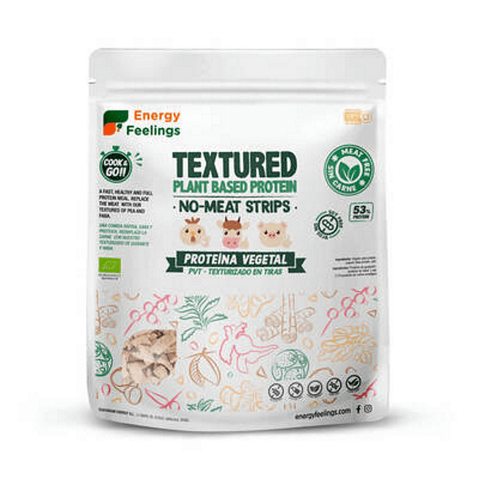 Proteína Vegetal Texturizada Tiras, biológico, vegan, sem glúten