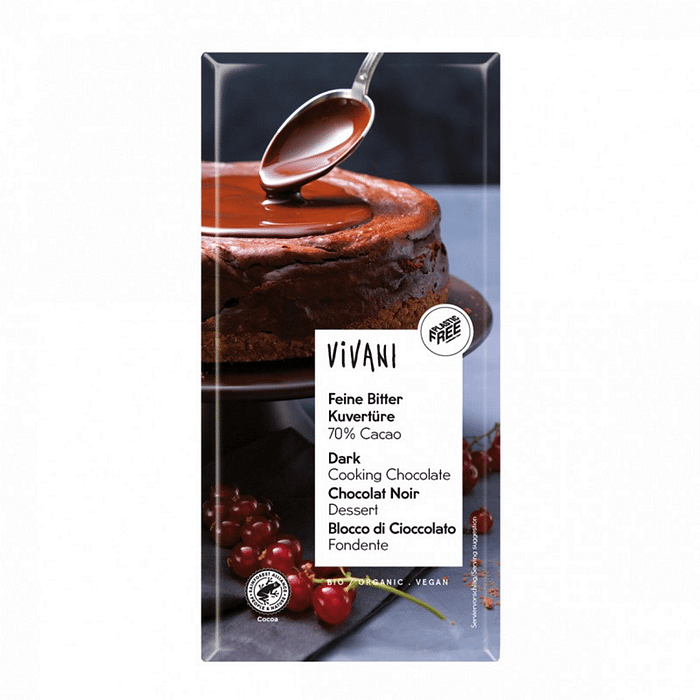 Chocolate Negro 70% para Sobremesas com ingredientes de origem biológica e adequado a vegans