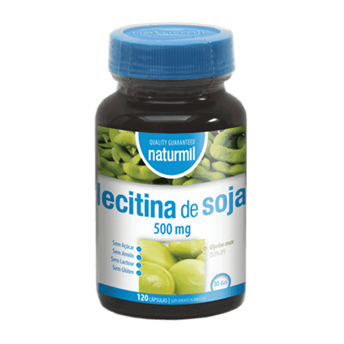 Lecitina de Soja 500 mg, suplemento alimentar sem açúcar, sem glúten e sem lactose