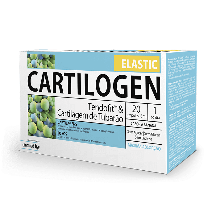 Cartilogen Elastic supleemnto alimentar sem açúcar, sem glúten, sem lactose