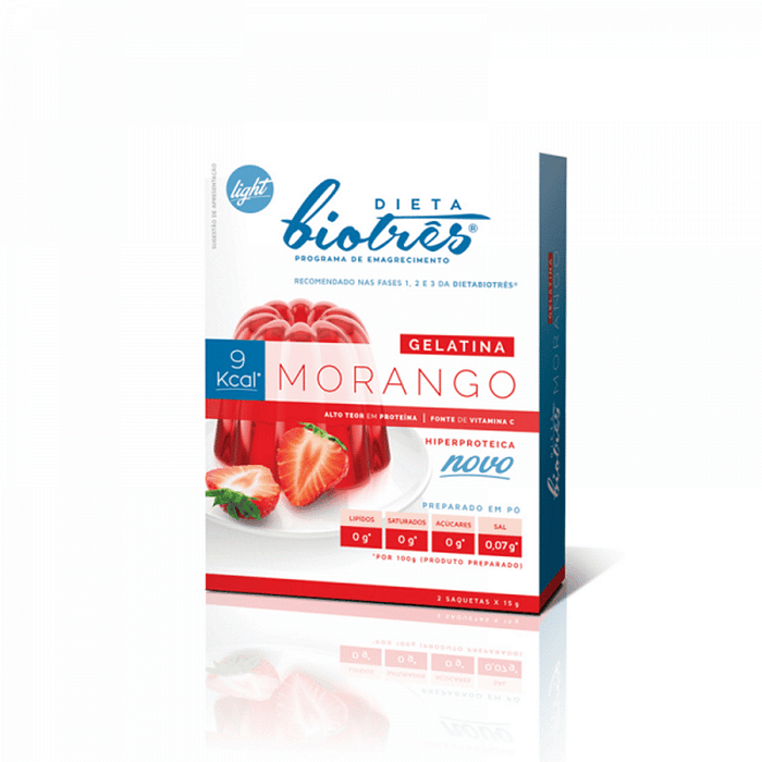 Gelatina Light Morango com Stevia, preparado em pó