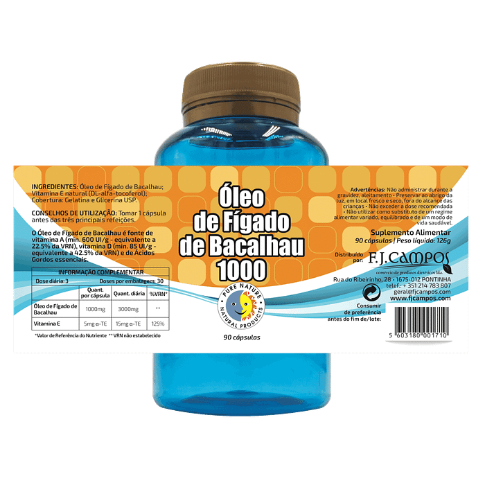 Óleo de Fígado de Bacalhau 1000, suplemento alimentar