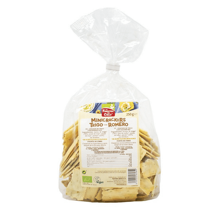 MiniCrackers de Alecrim, com ingredientes de origem biológica e adequados a vegans