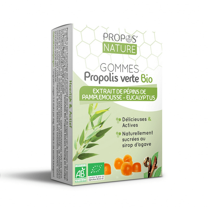 Gomas de Própolis Verde - EPT e Eucalipto, biológico, sem açúcar