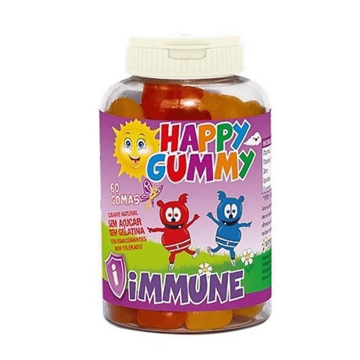 Happy Gummy Immune sem açúcares, sem glúten, adequado a vegans