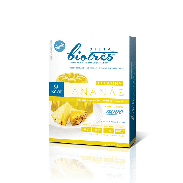 Gelatina Light Ananás com Stevia, preparado em pó
