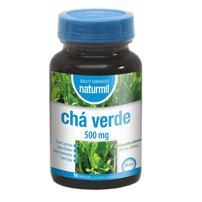 Chá Verde 500mg, suplemento alimentar sem glúten, sem lactose