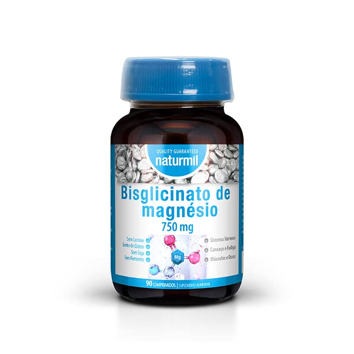 Bisglicinato de Magnésio 750mg, suplemento alimentar sem lactose, sem glúten, sem soja