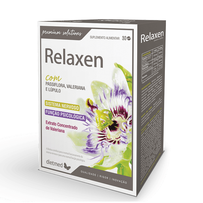 Relaxen, sem glúten, sem açúcar, sem soja, sem lactose, vegan