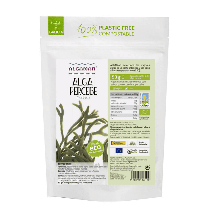 Alga Percebe (Codium), biológico, vegan