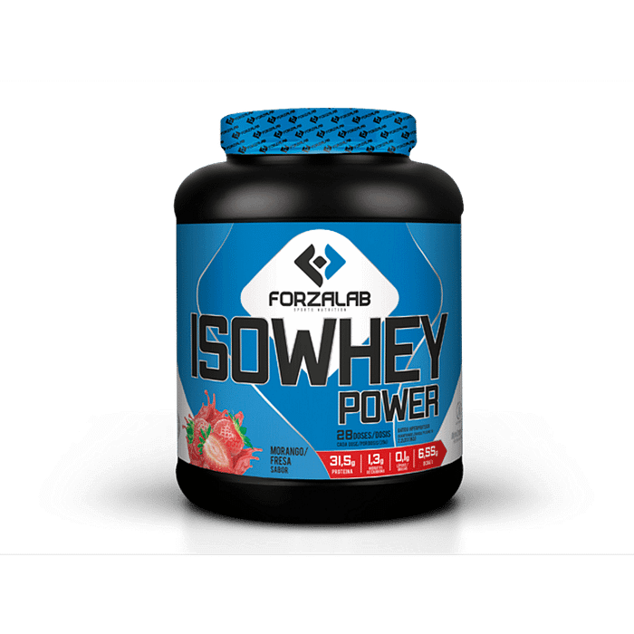 Iso Whey Power Morango, sem glúten