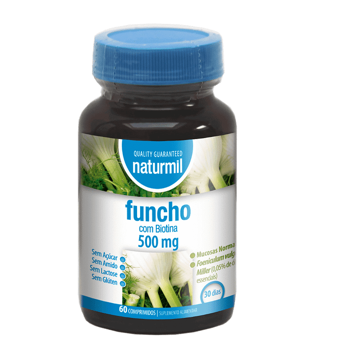 Funcho 500mg, suplemento alimentar sem açúcar, sem amido, sem glúten, sem lactose