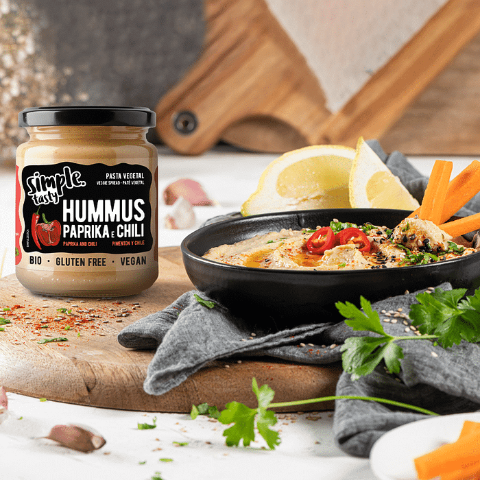 Hummus Paprika e Chili, biológico, sem glúten, vegan