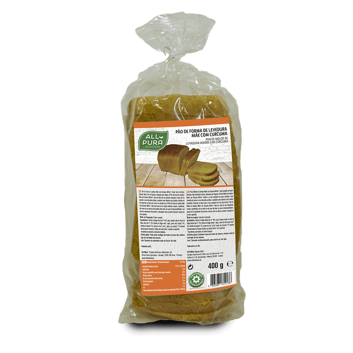 Pão de Forma de Levedura Mãe com Curcuma, vegan