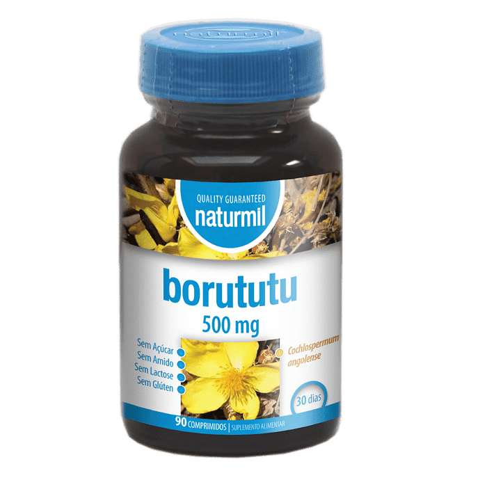 Borututu 500mg, suplemento alimentar sem açúcar, sem glúten, sem amido, sem lactose