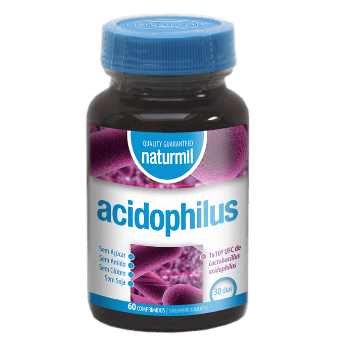 Acidophilus, suplemento alimentar sem açúcar, sem amido, sem glúten
