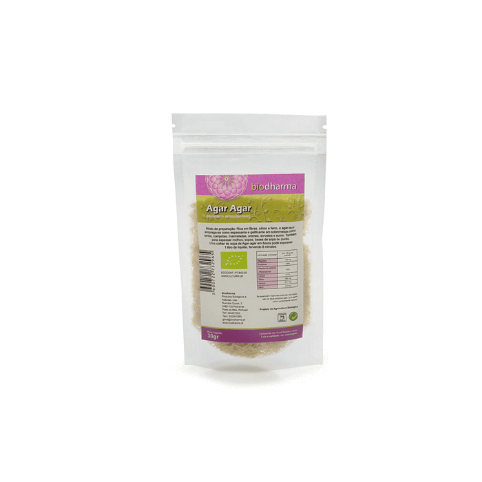 Alga Agar-Agar, biológico, sem glúten, sem lactose, sem soja, vegan, vegetariano