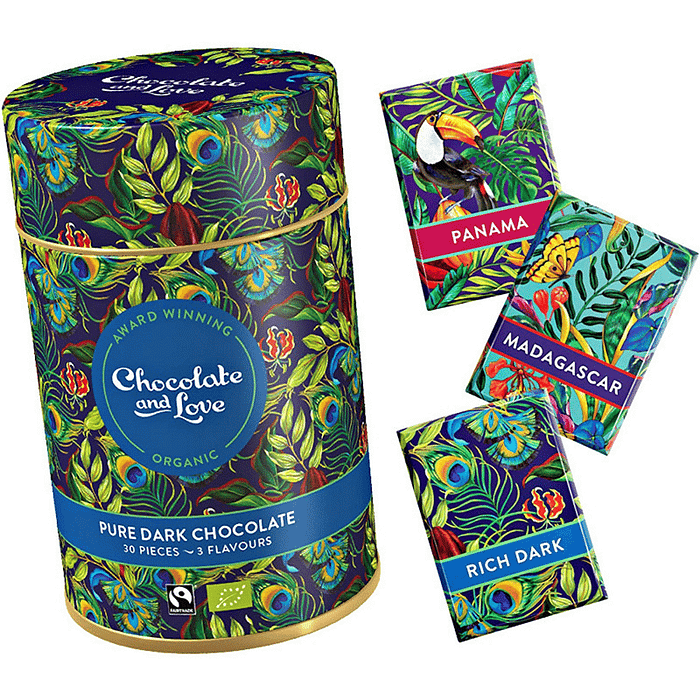 Rich Dark Chocolate, com ingredientes biológicos, adequado a vegans