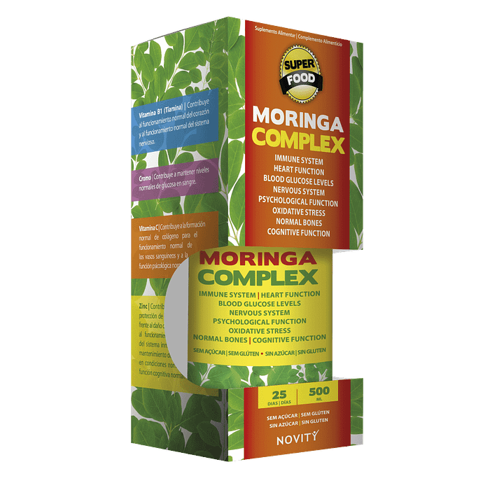 Moringa Complex, suplemento alimentar sem açúcar, sem álcool, sem glúten