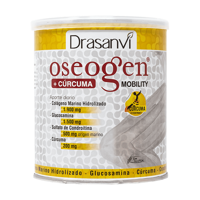 Oseogen Mobility + Cúrcuma, suplemento alimentar com Colágeno Marinho, Condroitina, Sulfato de Glucosamina e Cúrcuma