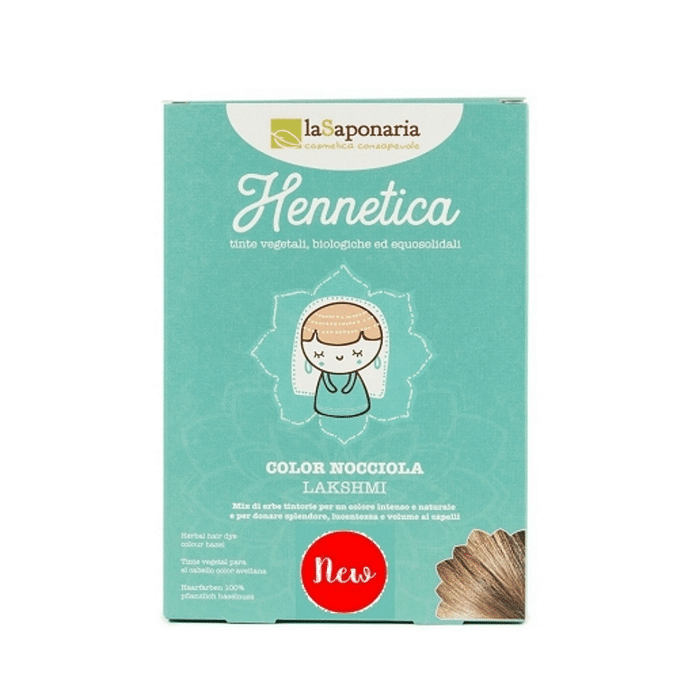 Hennetica Tinta Vegetal para Cabelo Lakshmi - Cor Avelã, com ingredientes biológicos, para vegans
