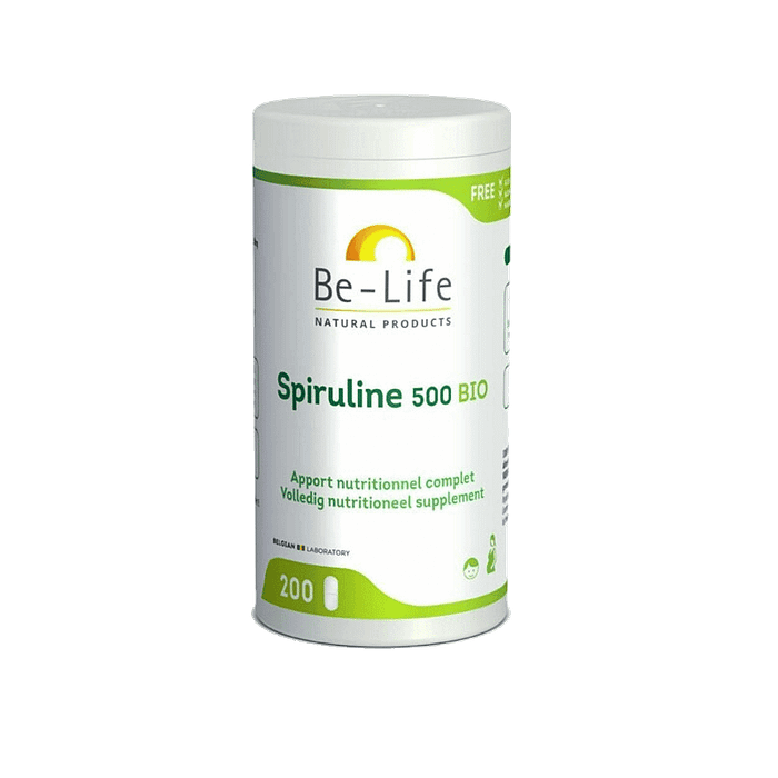 Spirulina 500 Bio, suplemento alimentar sem glúten, sem lactose, vegan, vegetariano