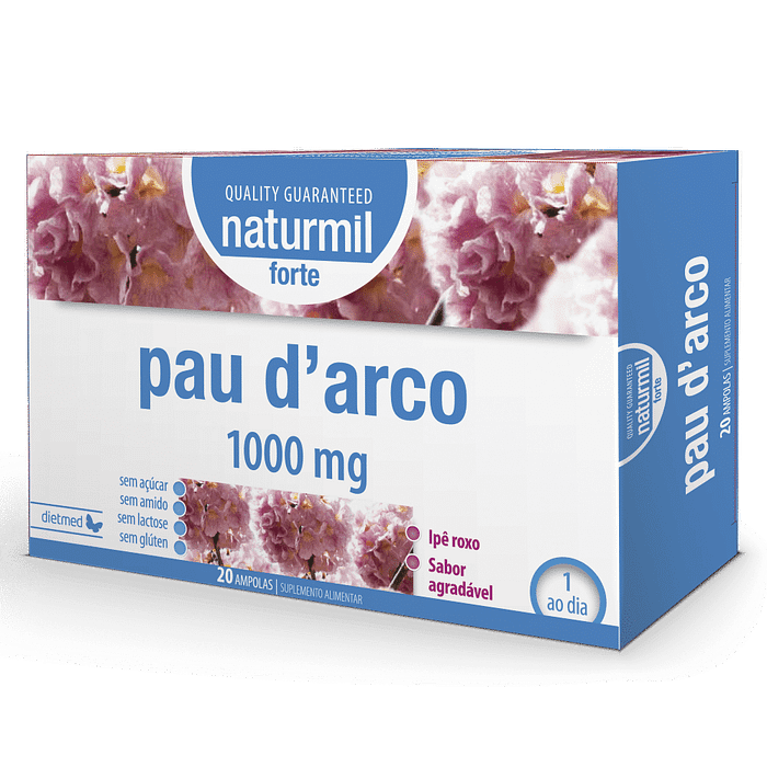 Pau d'Arco 1000mg, suplemento alimentar sem açúcar, sem amido, sem glúten, sem lactose, vegan