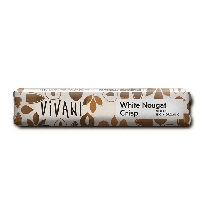 Chocolate White Nougat Crisp com ingredientes biológicos adequado a vegans