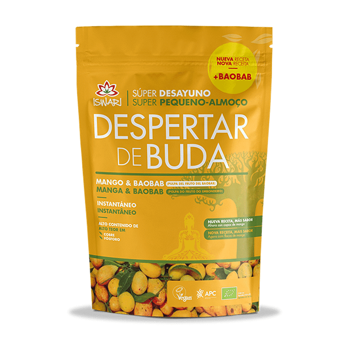 Despertar de Buda Manga e Baobab, com ingredientes biológicos, sem glúten, vegan