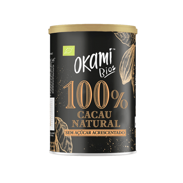 Cacau 100% Instant, biológico, sem açúcar, sem glúten, sem lactose
