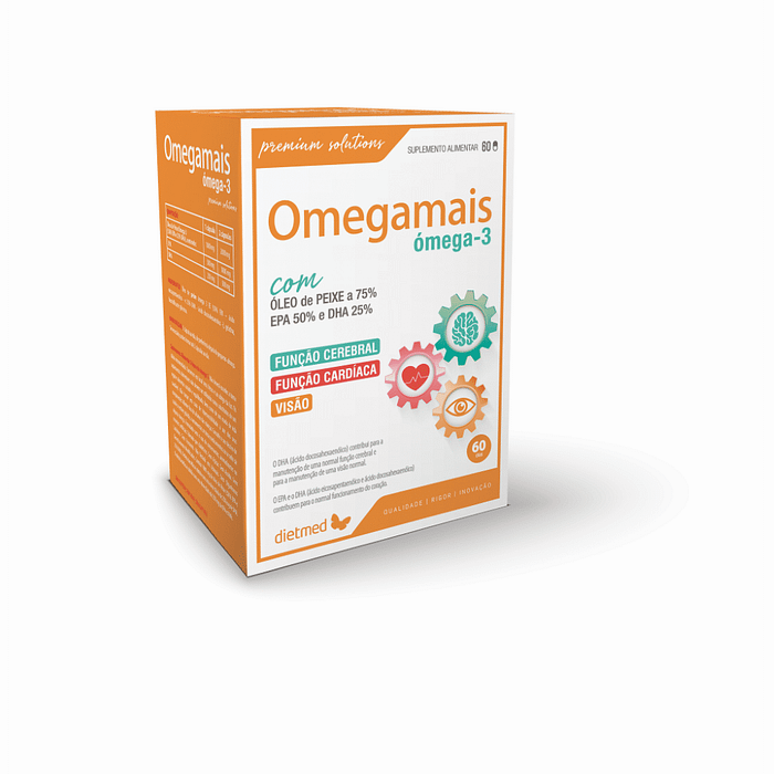 Omegamais, suplemento alimentar sem açúcar, sem glúten, sem lactose, sem soja