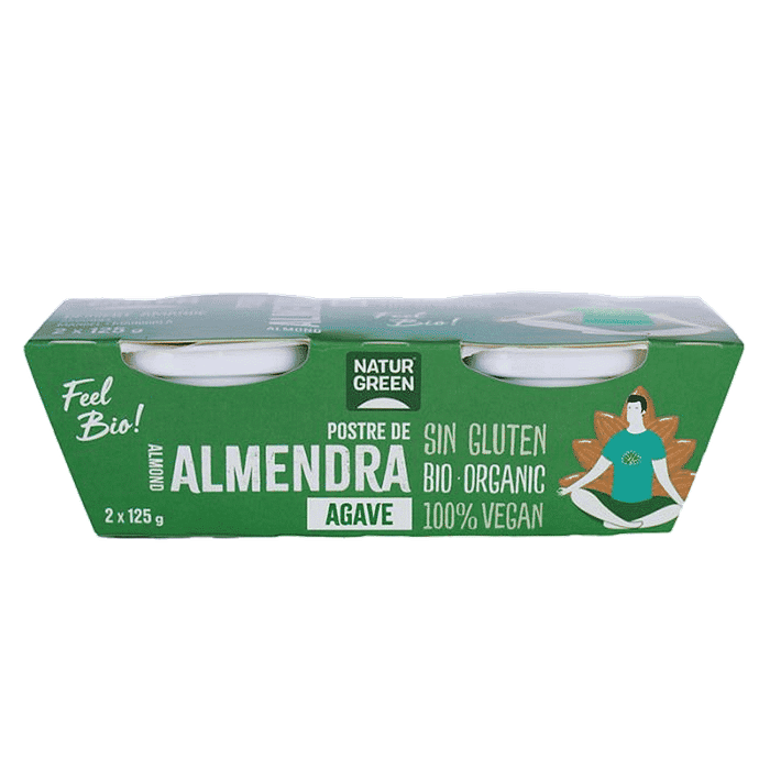 Sobremesa de Amêndoa com Xarope Agave, ingredientes biológicos, sem glúten, vegan