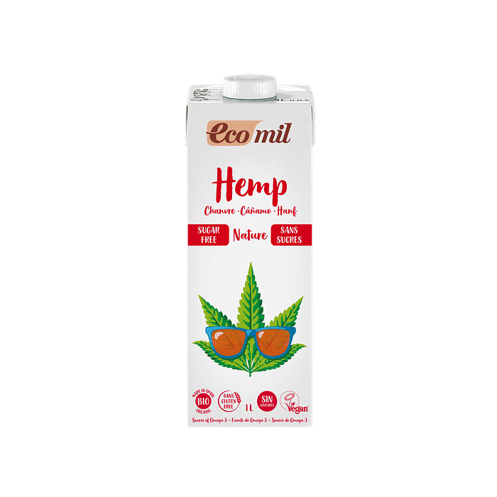 Bebida de Cânhamo Nature, com ingredientes biológicos, sem açúcar, sem glúten, vegetariano, vegan