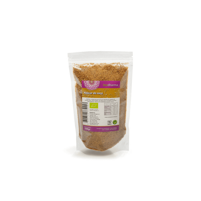Açúcar de Coco, biológico, sem glúten, sem lactose, sem soja, vegan