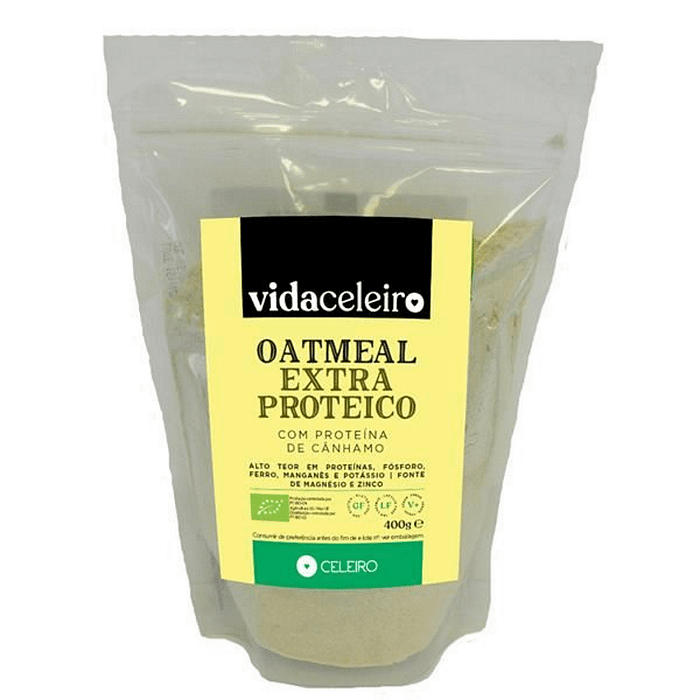 Oatmeal Extra Proteico Com Cânhamo, com ingredientes biológicos