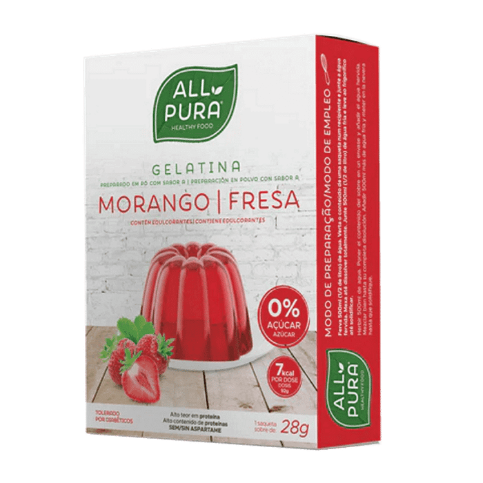 Gelatina Morango, sem açúcar